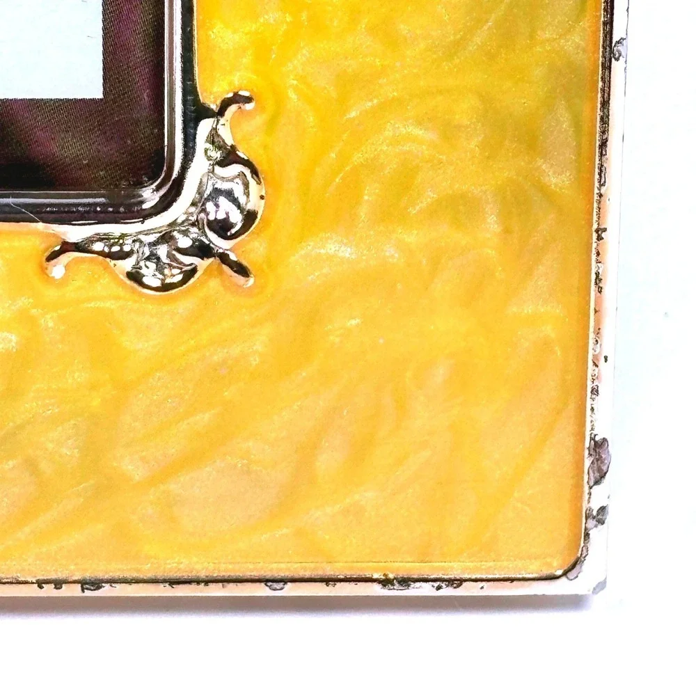 BH&G 8x10 Photo Frame Yellow Enamel Silver Filigree Ornate Hollywood Regency